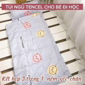 Túi ngủ Katina House cho bé đi học mầm non tiểu học vải tencel mềm mại thoáng mát lành tính