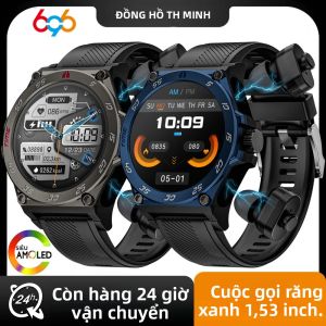 Đồng Hồ Thông Minh Bluetooth TWS 2 Trong 1 Dành Cho Nam Tai Nghe Thể Thao Chống Nước Khử Tiếng Ồn Chức Năng Gọi Điện Theo Dõi Giấc Ngủ & Nhịp Tim