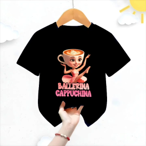 Atasan Baju Kaos Terbaru Untuk Anak Perempuan Motif BALLERINA CAPPUCHINA Viral Usia 1-12 Tahun
