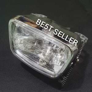 BREKET KUPINGAN LAMPU RX KING ALUMINIUM TEBAL KARBON PLUS REFLEKTOR KACA BENING KARBON