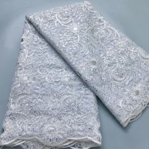 ผ้าลูกไม้ตาข่ายแบบแอฟริกันปักเลื่อม2024ดีไซน์ล่าสุดผ้าลูกไม้เนื้อบางฝรั่งเศสสำหรับผู้หญิง A3993เย็บชุดเดรสปาร์ตี้ตอนเย็น