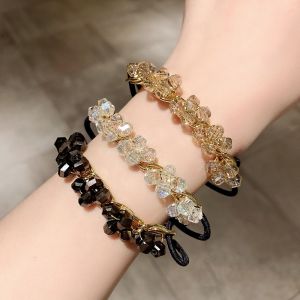 Crystal beaded head rope female Korean summer new scrunchie bracelet dual use style everything temperament fashion ponytail hair