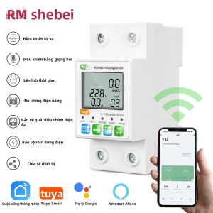 Cầu Dao WiFi Thông Minh Tuya 220V 2P 63A Điều Khiển Từ Xa Bảo Vệ Quá Áp Quá Tải Rò Rỉ Tích Hợp Hẹn Giờ Không Dây