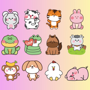 Cute Chinese Zodiac Keychain (12 Animals) - Personalized Engraved Gift - Year of the Horse