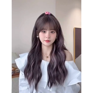[Tặng Lưới] - Tóc Giả Nguyên Đầu Nữ Xoăn Lơi Nâu Light Hồng Mái Bằng A26 Sợi Tơ Tự Nhiên Mềm Mượt Thoáng Đầu
