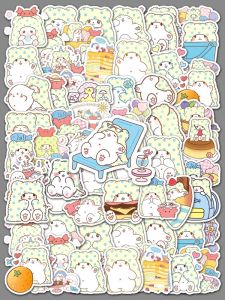 Cute White Bear Sticker Graffiti Travel Box Scrapbooking Sticker 51 Pieces Blanket Bear Mop Doodle Cartoon Anime Decal