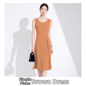 Elegant Pink Sleeveless Womens Dress Versatile Slim Fit Summer New Style Casual Pure Color Wrap Style Zipper Back H-Line Skirt