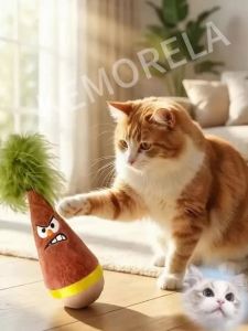 Tease Feathers Design Cat Stick Cat Tumbler Funny Toys Self-hey Relieve Boredom Essential Tumbler Toys Roly-poly Wooden Pet Toys
