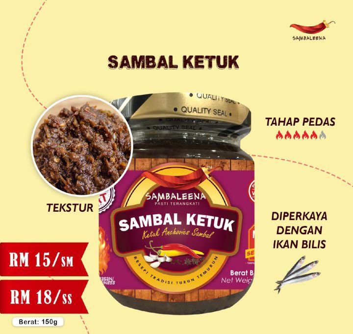 🌶 HQ SAMBALEENA OFFICIAL 🌶 Sambaleena Sambal Ketuk | Lazada