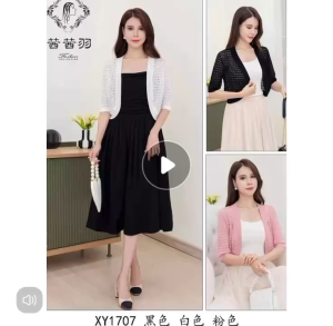 AN-5519 Hollow Out Knitted Bolero Tops For Women Thin Short Sleeve Cropped Cardigans Casual Tops Kpop Tops High Quality