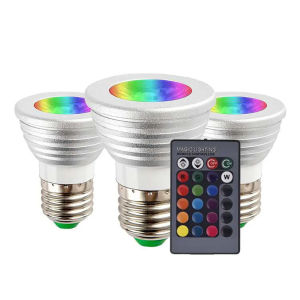 E27/GU10 รีโมทคอนโทรล LED RGB Spotlight หลอดไฟ 5W บ้านตกแต่งสีวันหยุดหรี่แสงได้ Magic RGB + รีโมทคอนโทรล