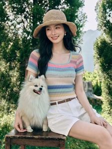 Basic House | Wool U-Neck Short Sleeve Knitted Top