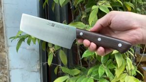 Dao thái thịt cá rau củ quả lưỡi hình chữ nhật của Đức dài 30cm dày 2ly Cán gỗ pakka full-tang siêu sắc - Dao làm bếp