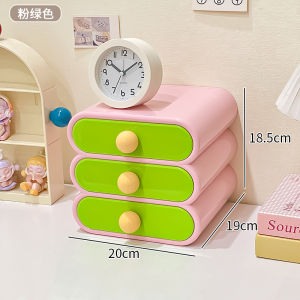 Portable Desktop Organizer Box Cosmetic Storage Drawer Style Macaron Color Student Dormitory Mess Arranger Plastic Material