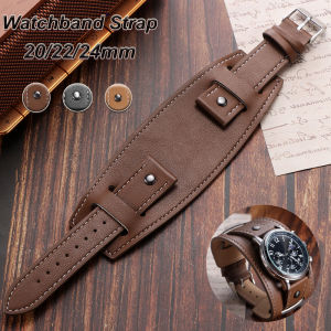 20 22 24mm Bund Strap Mens Watch Band Vintage Cowhide Cuff Watchband Bracelet Deep Brown Black Light Brown Color Watch Strap
