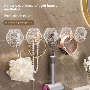 MONLEYTA | Strong Adhesive Wall Mounted Bathroom Hook Wave Pattern No Punching Required Plastic Adhesive Stick Hook For Door Back Use