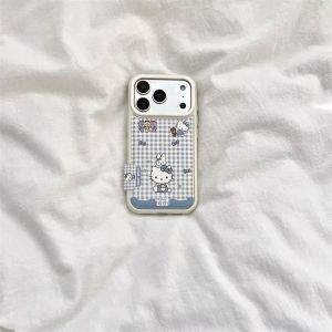 For Blue grid Kitty cat with label applies to Huawei mate70pro mobile phone case P80/P70nova14/13 h260705