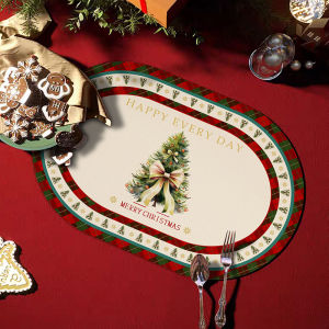 Christmas Party Atmosphere Home Use Dining Table Decoration Western Dinner Mat Waterproof Oil-resistant Dining Pad Protective Mat
