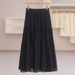 Korean Style Floral A-line Skirt with Elastic Back Waist and Full Hemline Summer Womens Half Skirt
