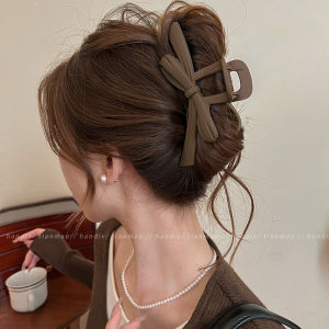 Large Size Frosted Shark Clamp Hair Clip Womens Butterfly Knot Stylish Hair Accessories behind Head for Thick Hair