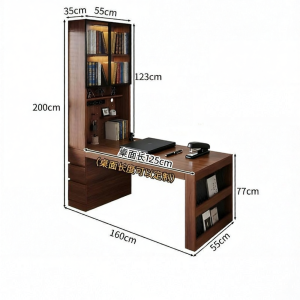 Corner Bookshelf Solid Wood Desk