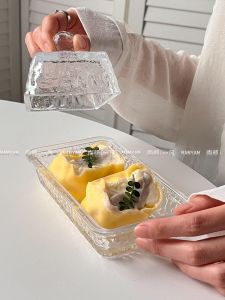 European Style Glass Tray with Lid Dessert Sample Plate Fruit Tray Transparent Glass Cake Tray Sweet Treats Serving Platter