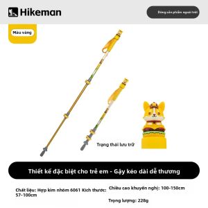 HIKEMAN | Gậy Đi Bộ Dạng Ống Lồng Hikeman Dành Cho Trẻ Em Chất Liệu Hợp Kim Nhôm Có Khóa Ngoài Đầu Cao Su Dùng Cho Leo Núi