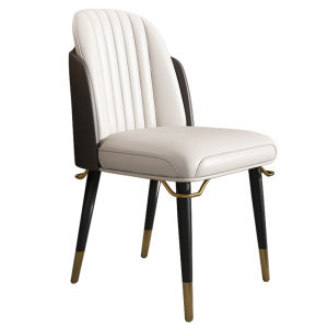 Nordic Style Accessible Luxury Solid Wood Leather Dining Chair Post-Modern Simple Home Casual Double-Backrest Chair High-End Ghost Chair