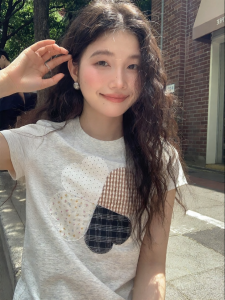 Mixd | Round Neck Regular Sleeve T-Shirt Design Sense Korean Style
