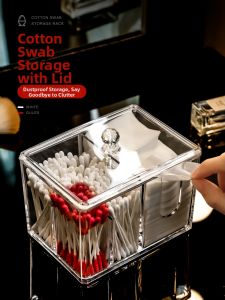 QIOEROUL | Transparent Dustproof Cotton Pads Storage Box