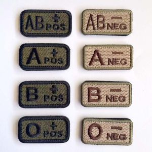 2.5*5CMA B AB O POS-NEG Blood Type Badges Fabric Applique Embroidery Hook and Loop PatchesMilitary Tactical Patch On Backpack