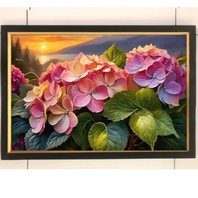 Hiasan dinding lukisan cetak bunga indah plus bingkai UK 35x52cm