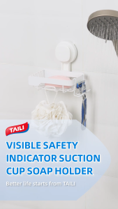 TAILI Shower Soap Holder Soap Dish Suction Cup Soap Holder for Shower Wall Bathroom Accessories Removable and Drill Free One-Press Visible Red Line Seal Indicator