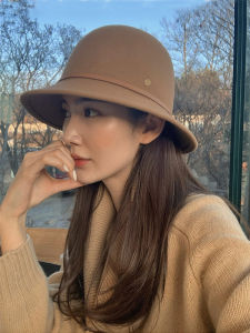 Elegant Woolen Autumn Winter Fisherman Hat Womens Style Hepburn Face Slimming French Vintage Hat Street Fashion Cap