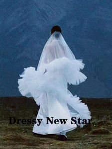 New Handmade Lace Trim Bridal Veil Travel Photography Sample Headwear Single Layer Hard Tulle Material Floral Edging Design