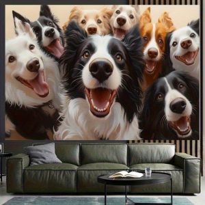 VIKAMA Hoạt Hình Chó Selfie In Thảm Thẩm Mỹ Treo Tường Cho Phòng Ngủ Phòng Khách Ký Túc Xá 100% Polyester Trang Trí Nhà
