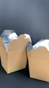 [50 pcs] RBX Brown Silver Rice in a Box Square Bottom Disposable Take Out Box Chao Fan Fried Rice