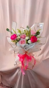 Flowers Bouquet Roses Pastel Serenity| Hand Bouquet Anniversary Valentine| Same Day Delivery Singapore