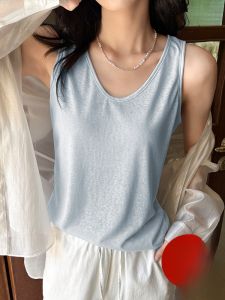 miiow | Slim Fit Womens Tank Top Loose Summer Thin Style Cover Side Breast Simple Inner Wear Polyester Fiber Casual Round Neckline