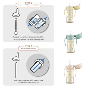 GROSMIMI new series Edition Weighted PPSU BABY KIDS bear Feeding Straw Bottle CUP 200ml 300ml