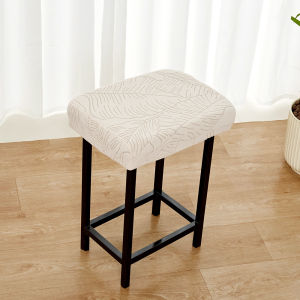 1pc Leaves Jacquard Square Stool Chair Cover Elastic Stool Seat Slipcover Solid Color Chair Cover for Living Room Kitchen Bar