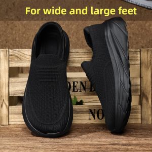 Yrfe | Black 4E Wide Toe Mens Slip-on Shoes