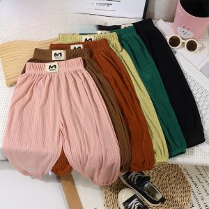 Childrens Summer Thin Ice Silk Casual Pants Drawstring Outdoor Wear Mosquito Resistance Leisure Trousers for Boys And Girls