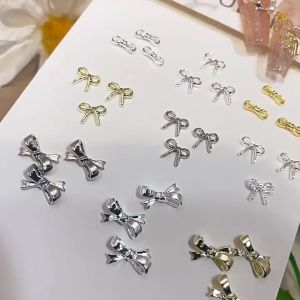 10pcs Alloy Ribbon  bow nail art accessories gold and silver small bow tie versatile nail diamond 合金蝴蝶结美甲饰品金银色小领结百搭饰品