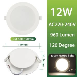 1PCS 220V 4&5 inch LED Downlights 12W/15W3000K or 4000KSuper-BrightAnti-FlickerPremier Choice for Foyer Living Room Ceilings