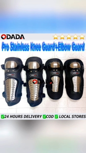 ODADA Pro Stainless Knee Guard + Elbow Guard - Black with Silver Accents-4-Piece Set-24 Hours Delivery-COD -Local Stores