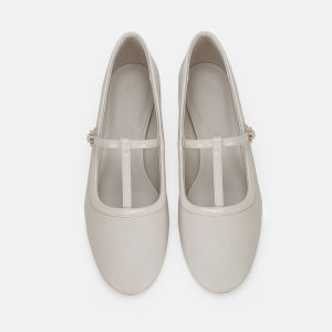 Retro Genuine Leather Mary Jane Flats Womens New 2025 French Style T-Strap Slip-On Ballet Flat Casual round Toe Low Heel