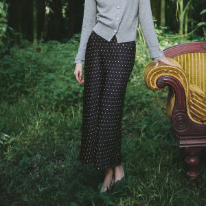 Koradior | Elegant Polka Dot Midi Skirt