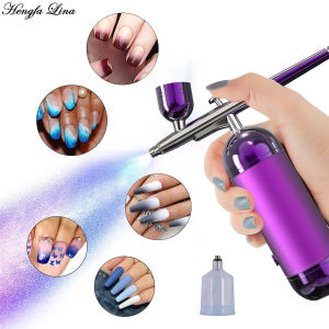 Hengfa Lina Airbrush Nail With Compressor Portable Airbrush For Nails Cake Tattoo Makeup Paint Air Spray Oxygen Injector Air Brush Kit