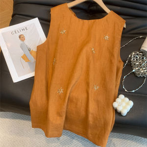 YNY | Heavily Embroidered Loose Versatile Sleeveless Blouse